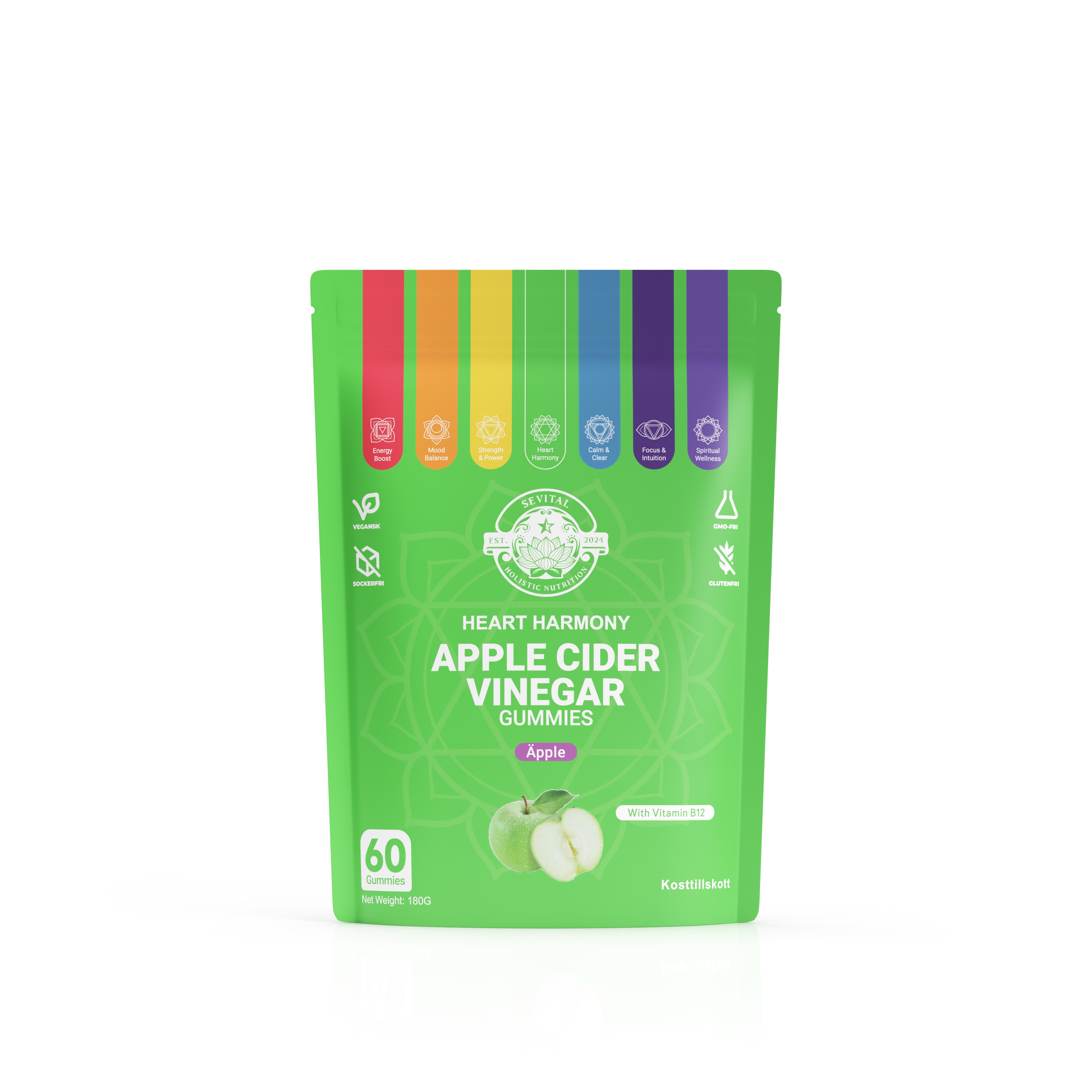 Apple Cider Vinegar Gummies, 60 pcs | Vitamin B12, Folic Acid
