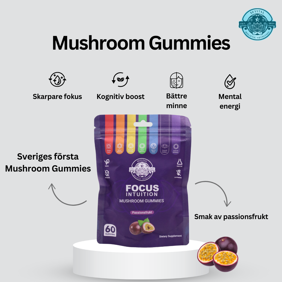 Mushroom Gummies 60 st | Lion's Mane, Reishi, Chaga, Shiitake