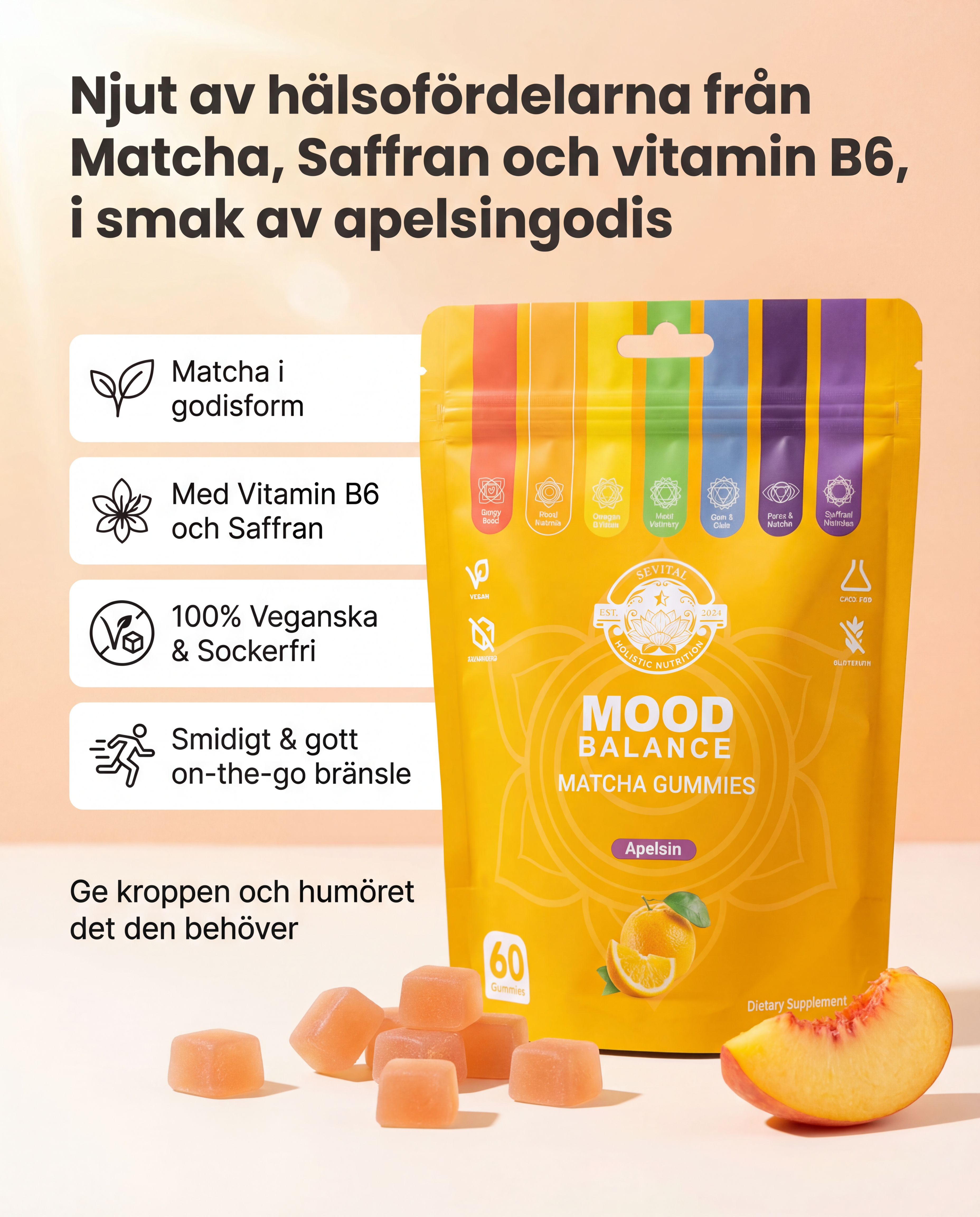 Matcha Gummies 60 pcs | Matcha, Saffran, Vitamin B6