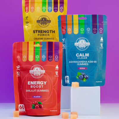 Kraft- och prestandapaket | Kreatin, Shilajit och KSM-66 gummibjörnar